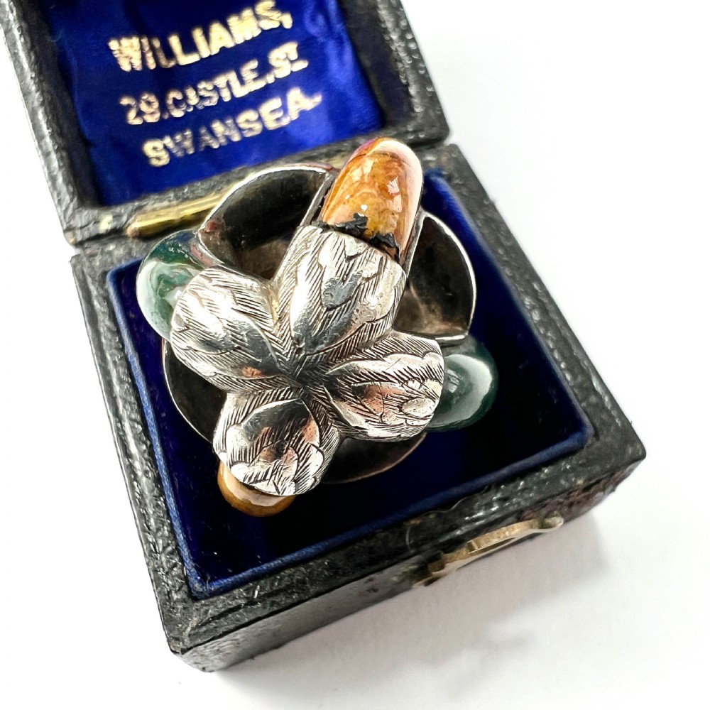 Rare Scottish Victorian Agate Silver Cage Pendant View III