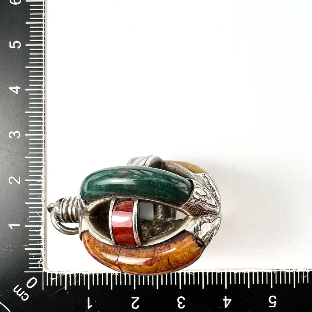 Rare Scottish Victorian Agate Silver Cage Pendant View VIII