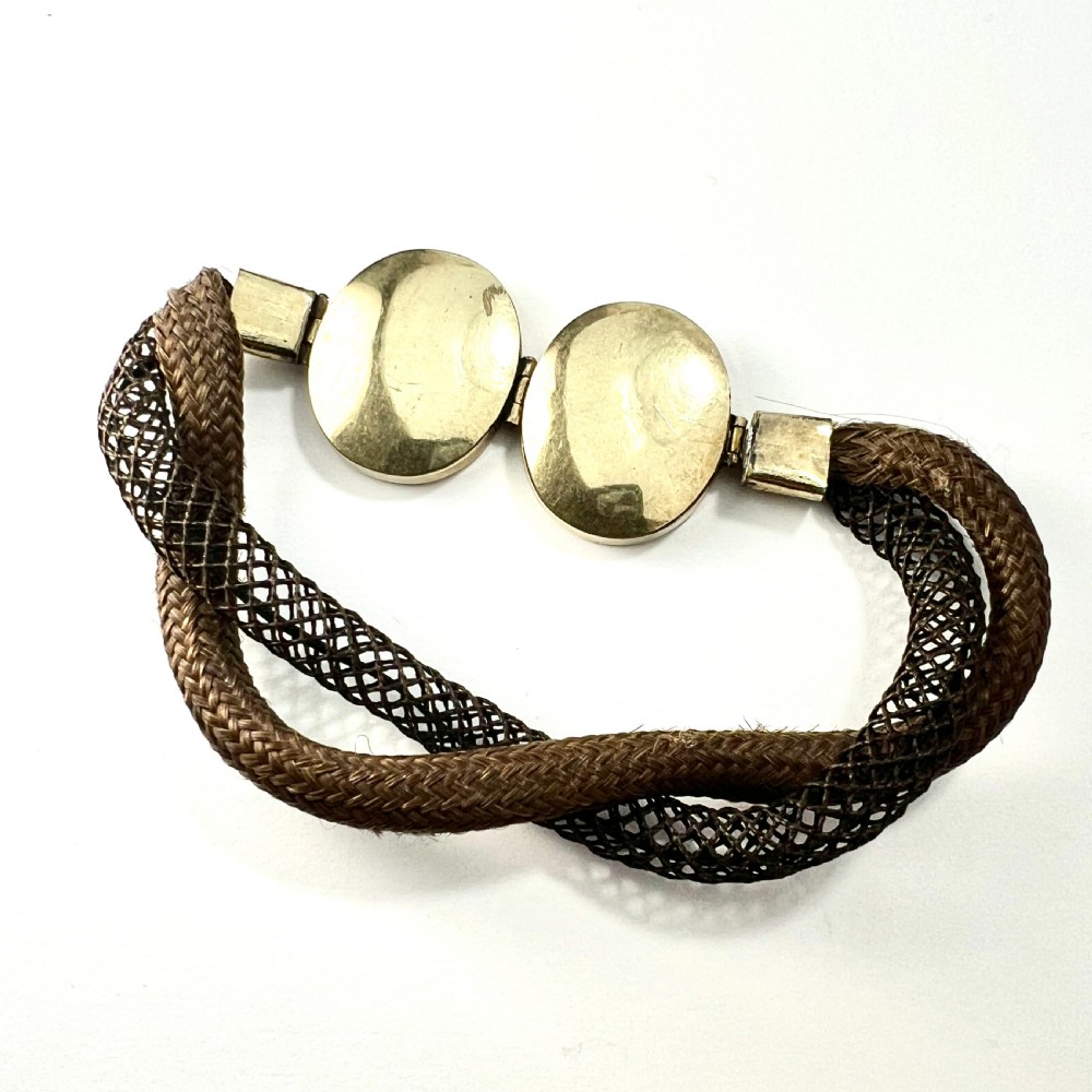 Victorian Double Portrait Woven Hair Mourning Bracelet  View II