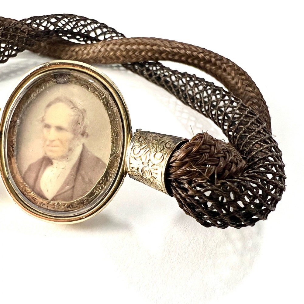Victorian Double Portrait Woven Hair Mourning Bracelet  View VI