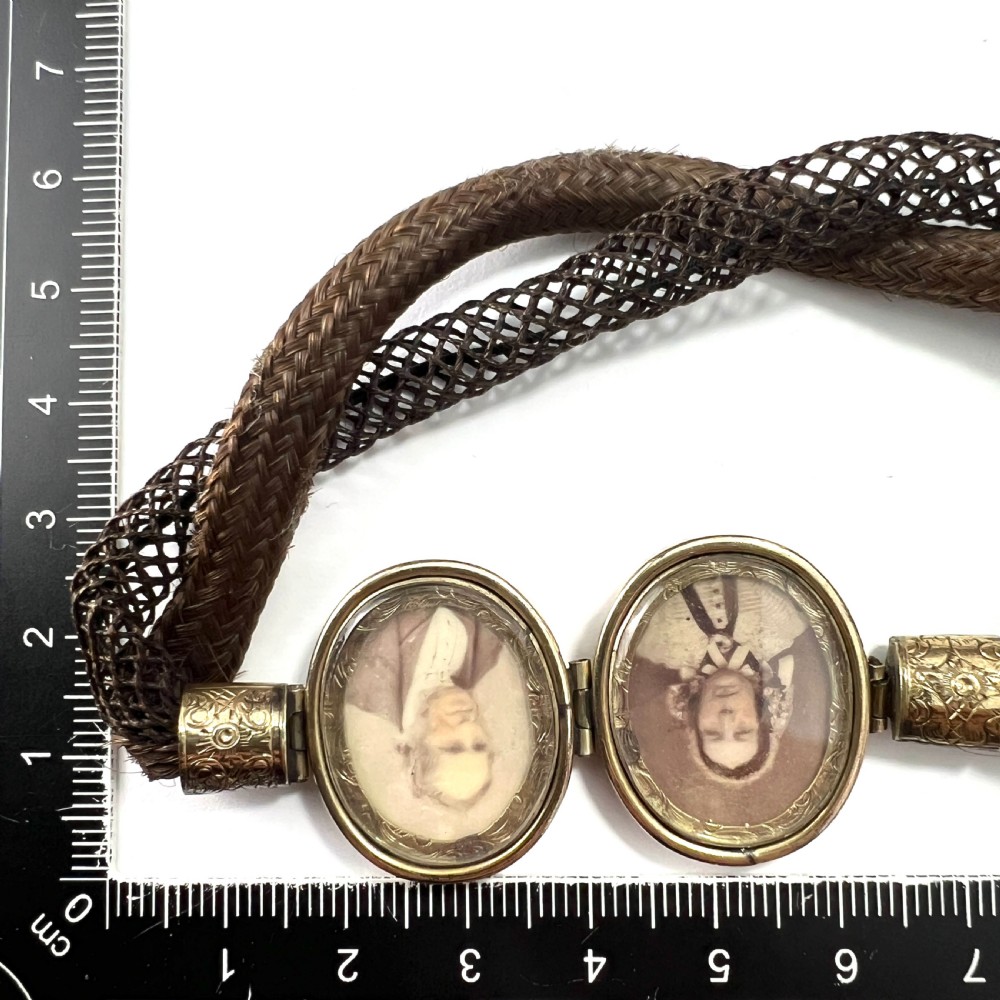 Victorian Double Portrait Woven Hair Mourning Bracelet  View VIII