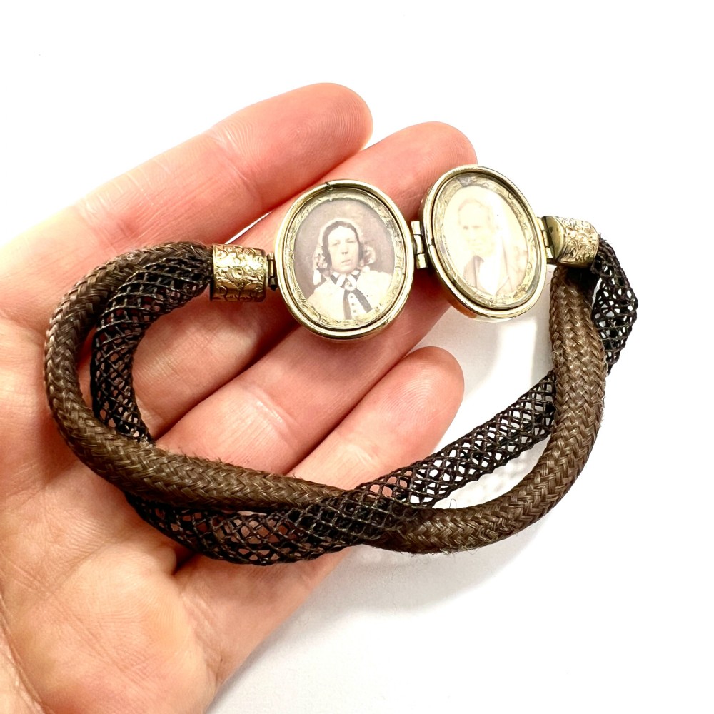 Victorian Double Portrait Woven Hair Mourning Bracelet  View IX