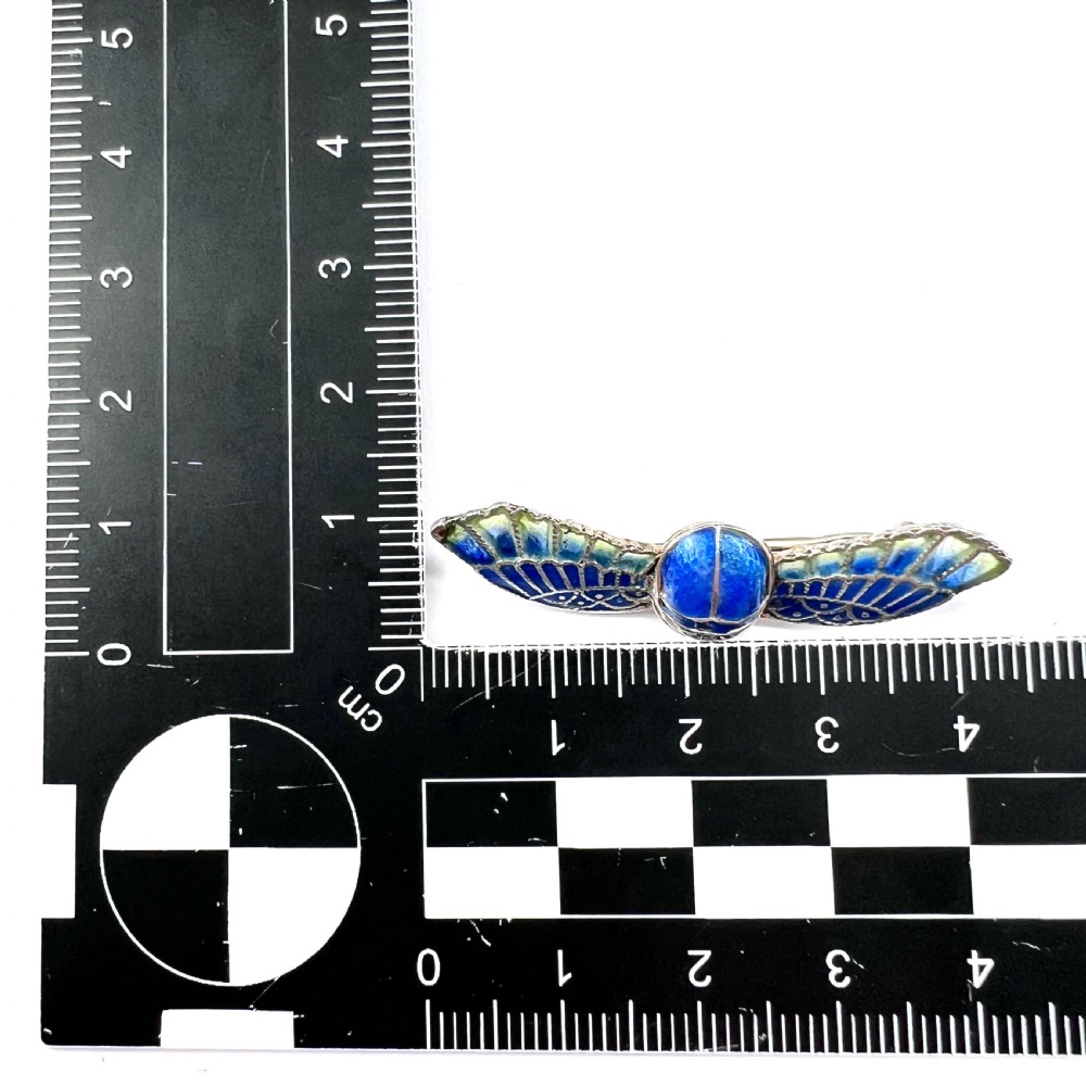 Antique Victorian Blue Enamel Winged Scarab Beetle Brooch View VI