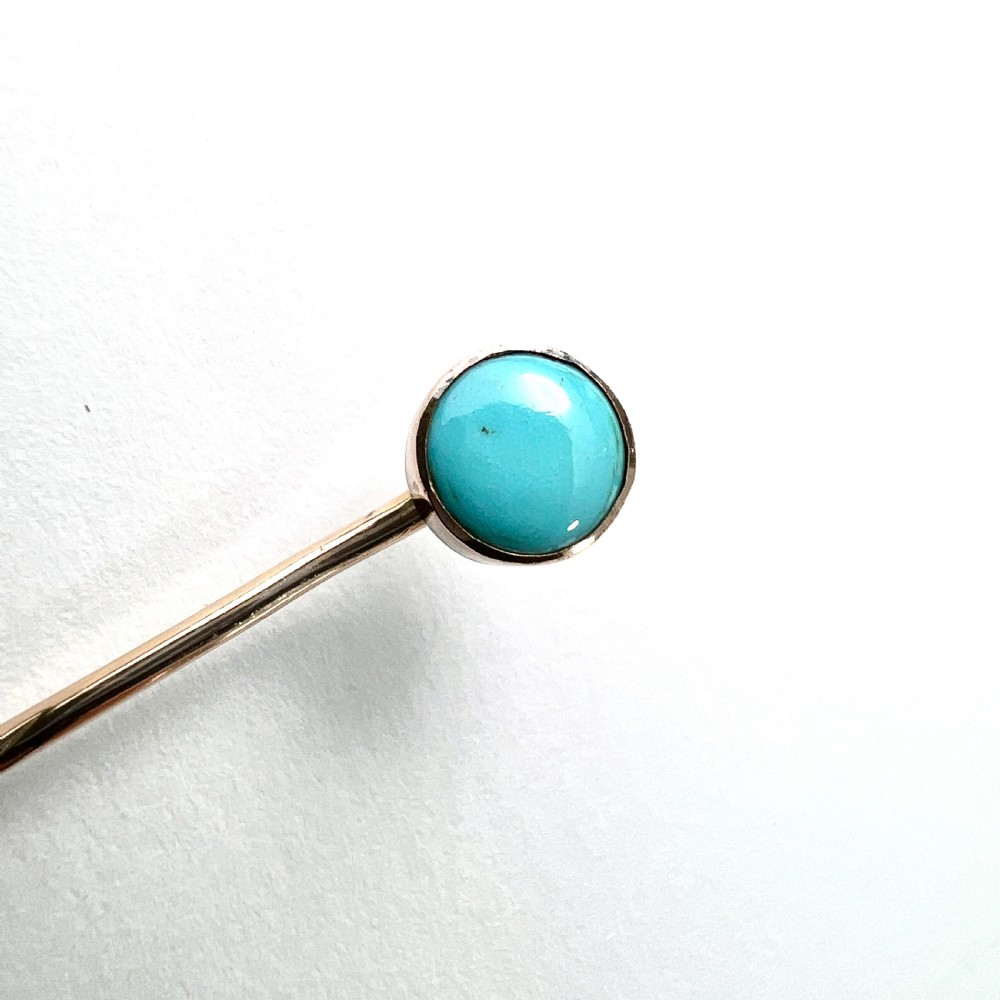 Antique 9CT Gold Turquoise Solitaire Stick Pin View II