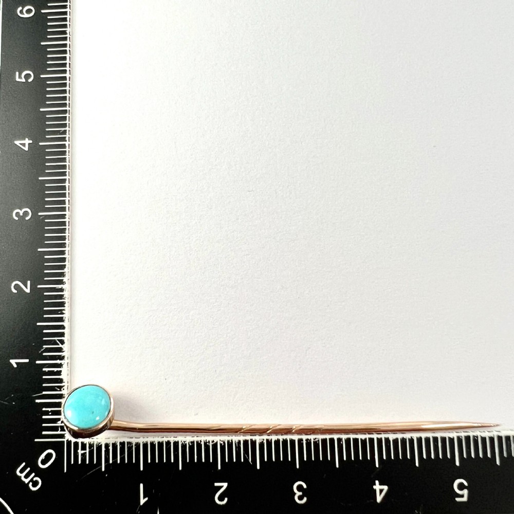 Antique 9CT Gold Turquoise Solitaire Stick Pin View V