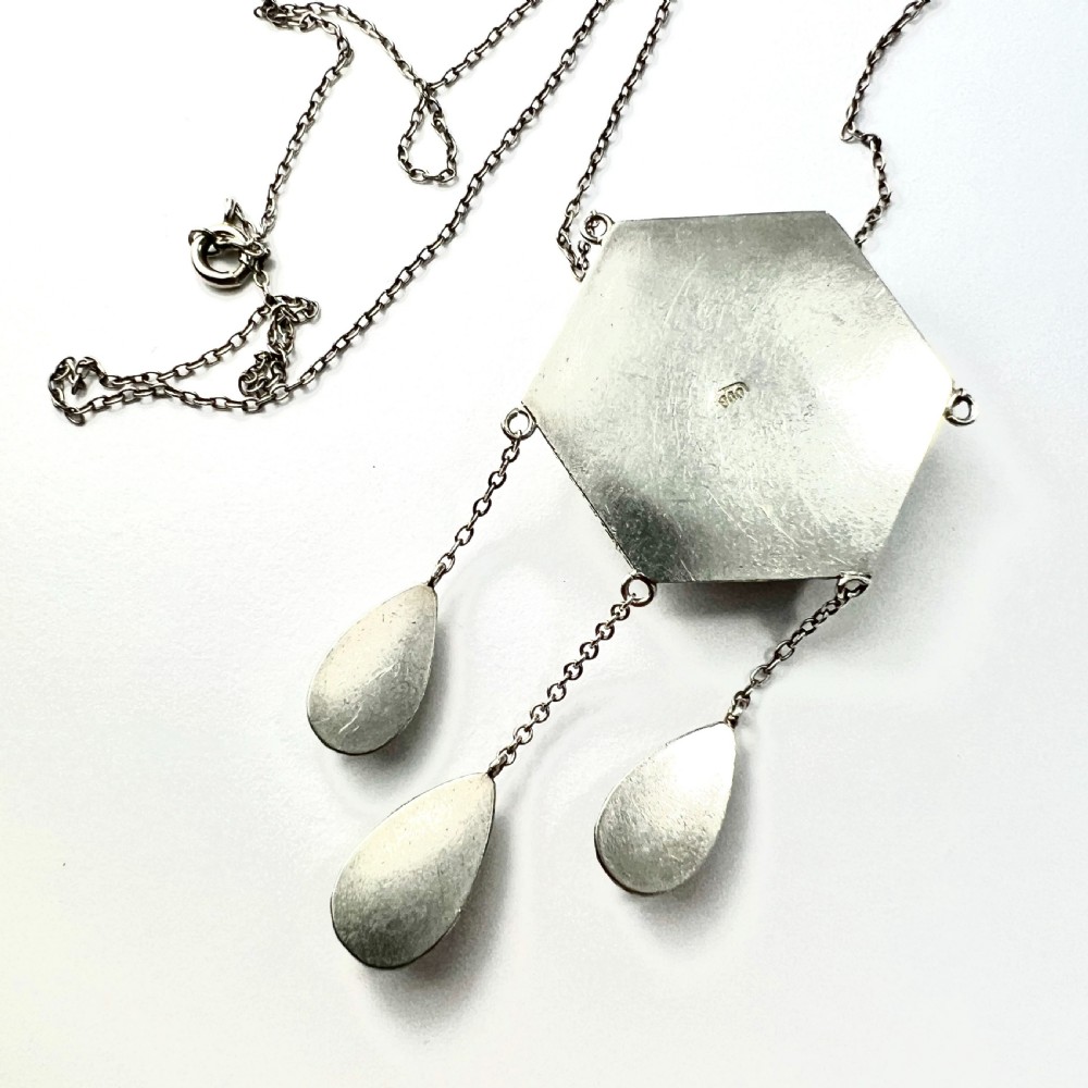 Antique Italian Micro Mosaic Silver Girandole Pendant Necklace View II