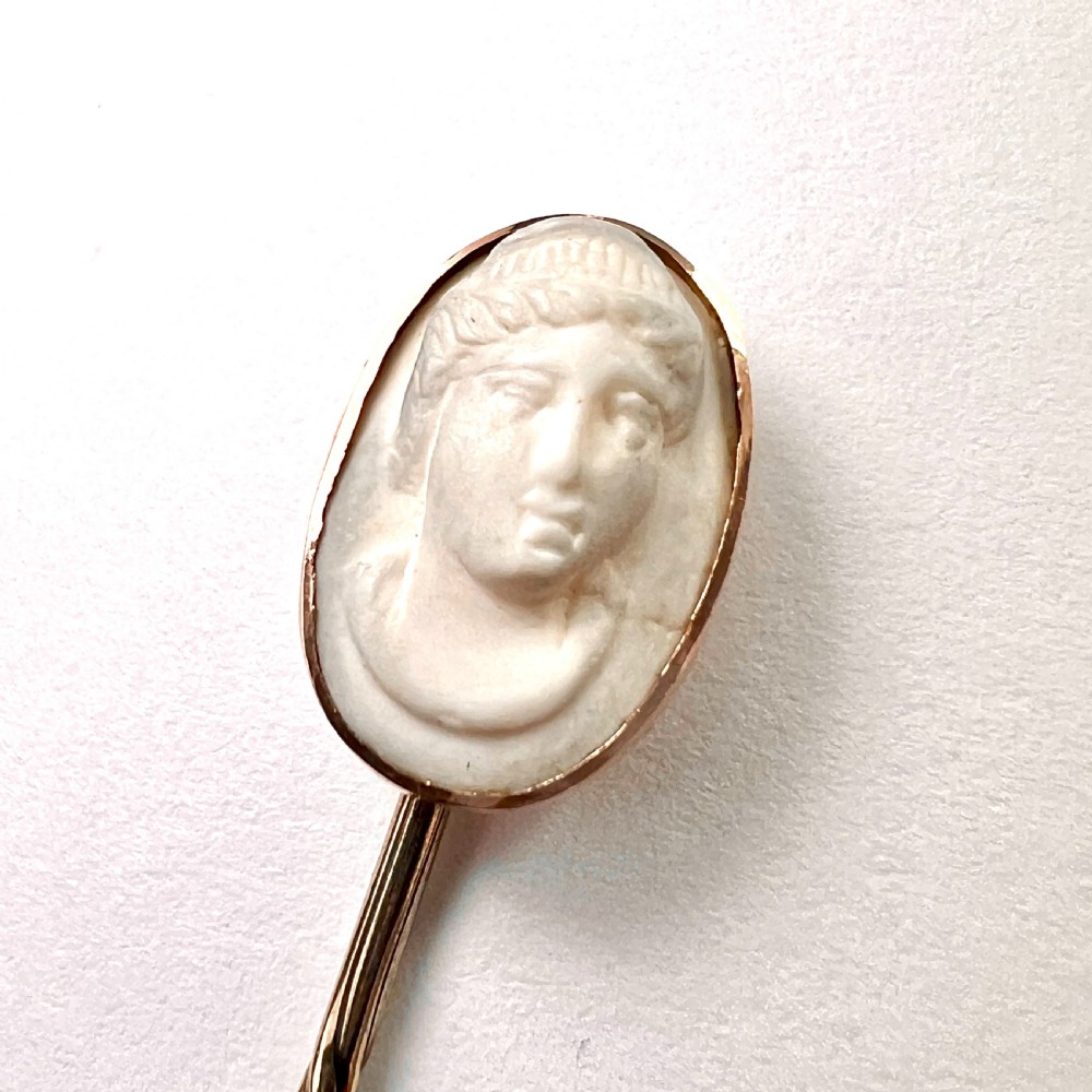 • Antique 9CT Gold Hardstone Cameo Stick Pin View II