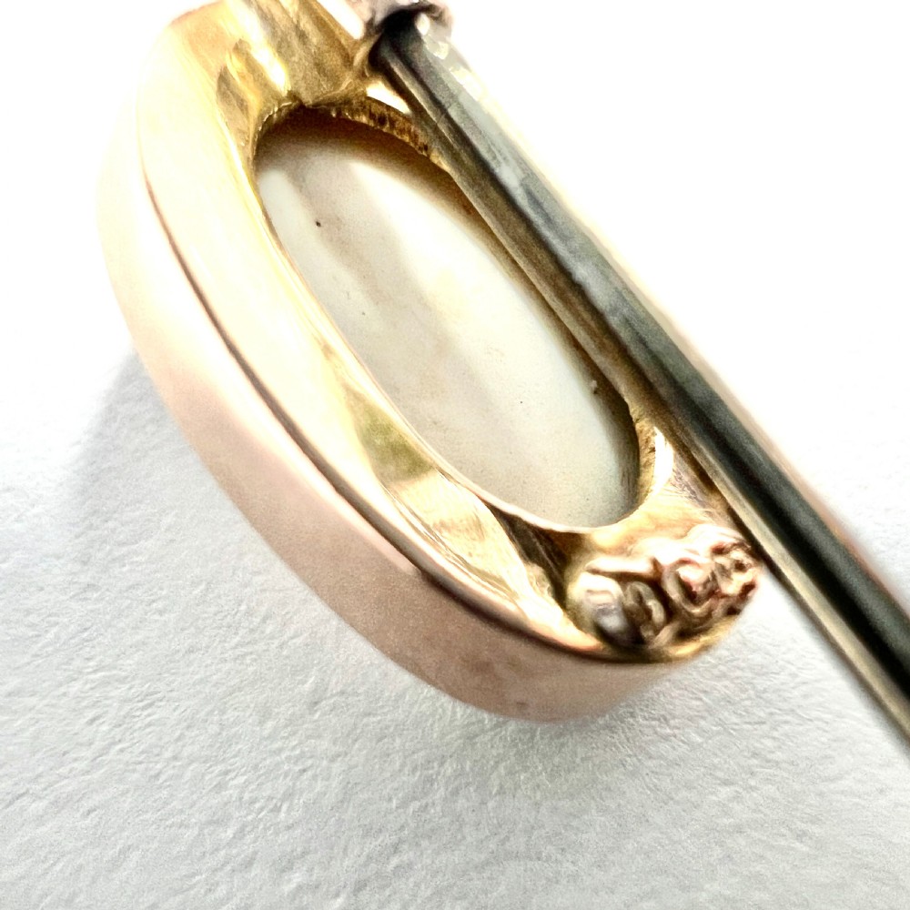 • Antique 9CT Gold Hardstone Cameo Stick Pin View VI