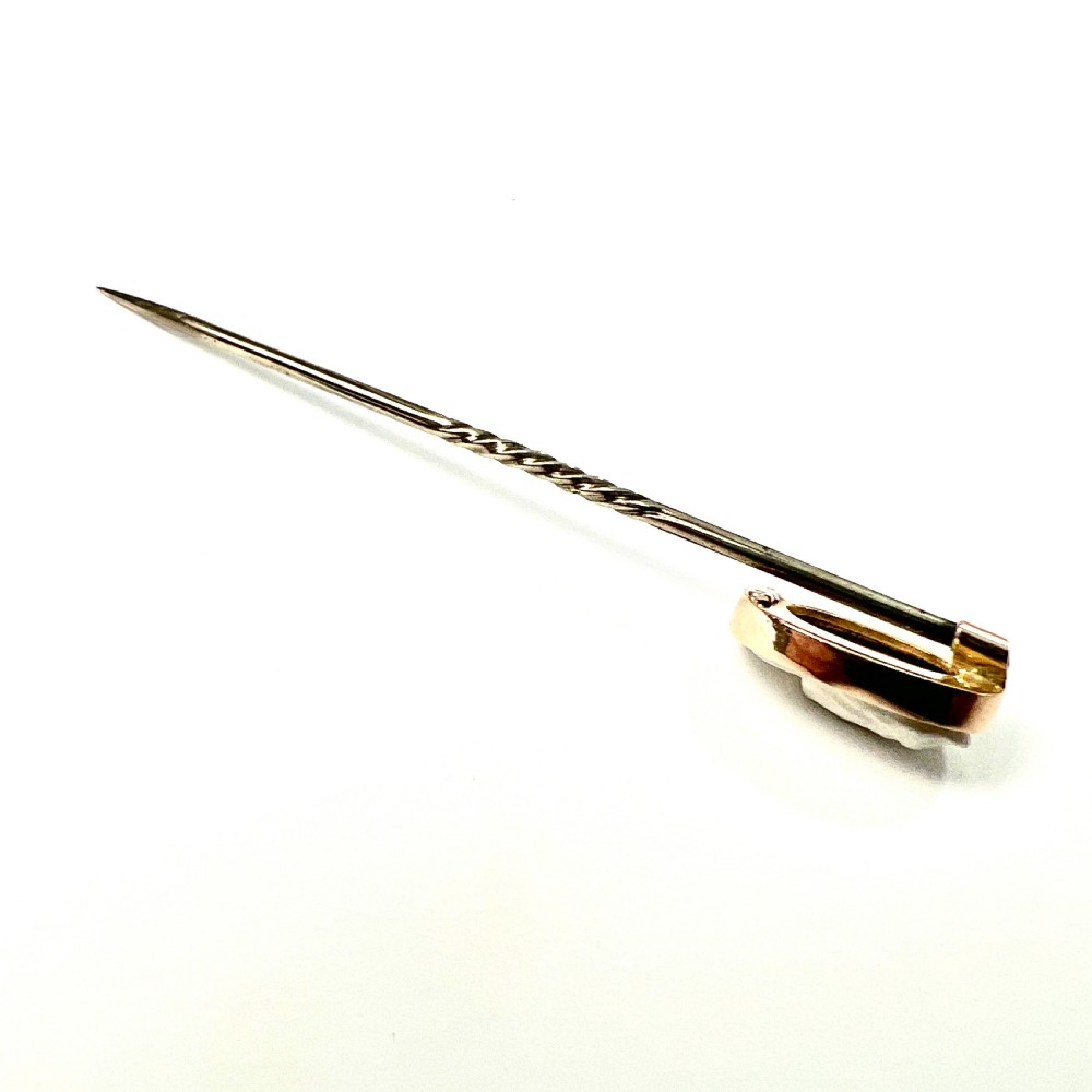 • Antique 9CT Gold Hardstone Cameo Stick Pin View VII