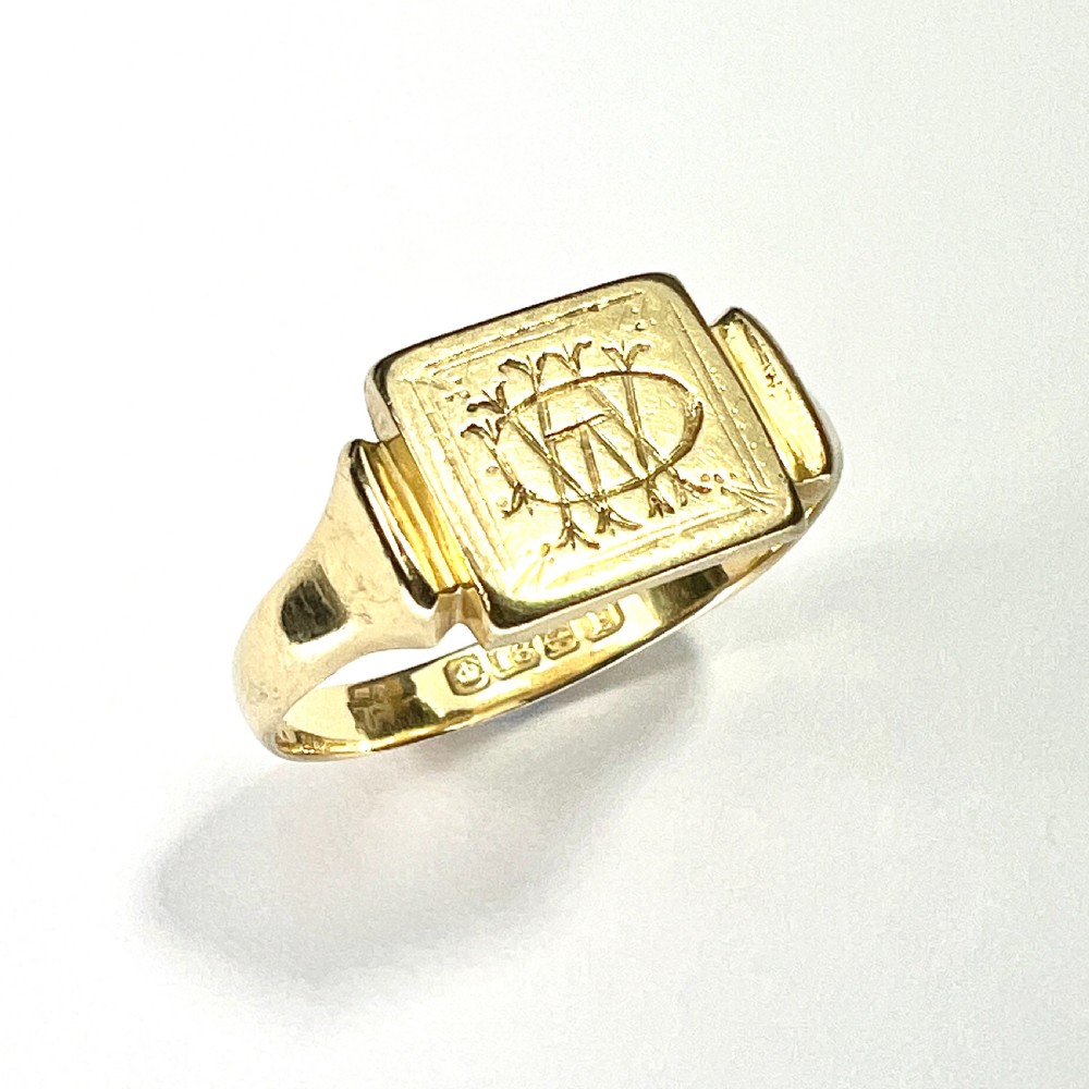 1929 Vintage Art Deco 18CT Gold Monogram Signet Ring