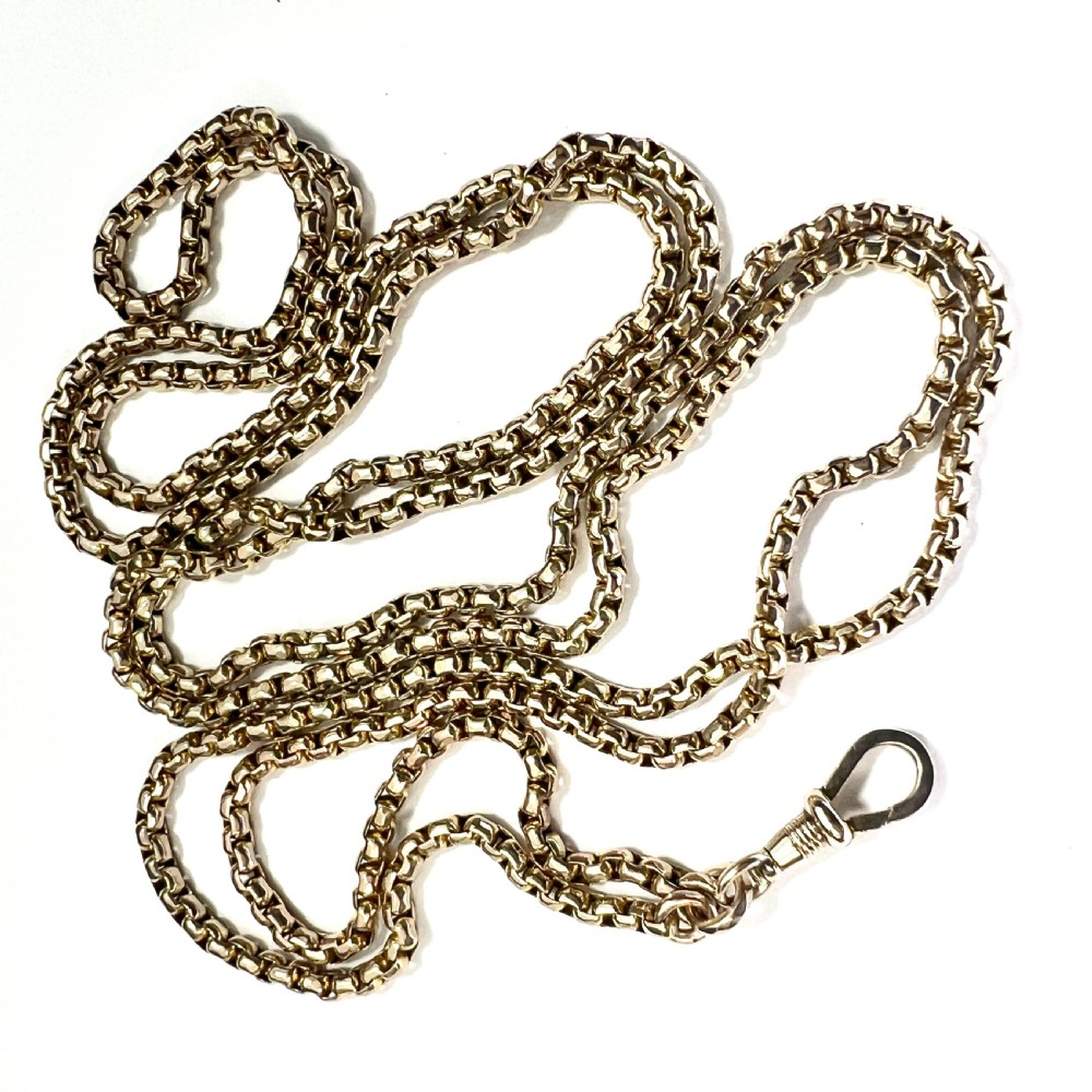 Long Victorian 9CT Gold Longuard Chain with Albert Clip
