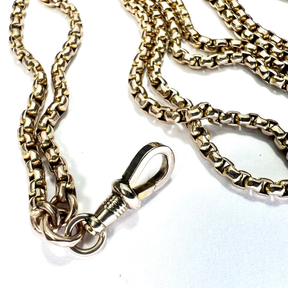 Long Victorian 9CT Gold Longuard Chain with Albert Clip View IV