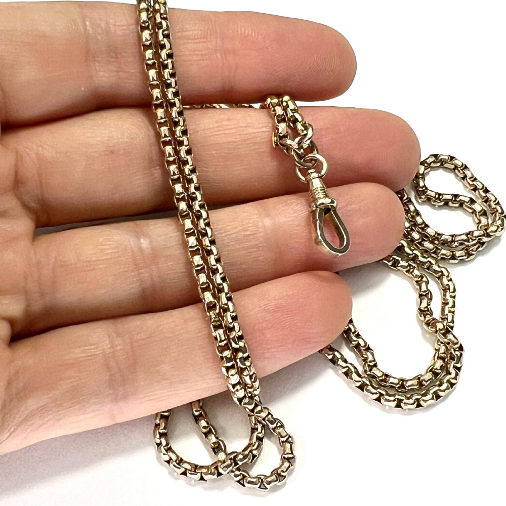 Long Victorian 9CT Gold Longuard Chain with Albert Clip View VII