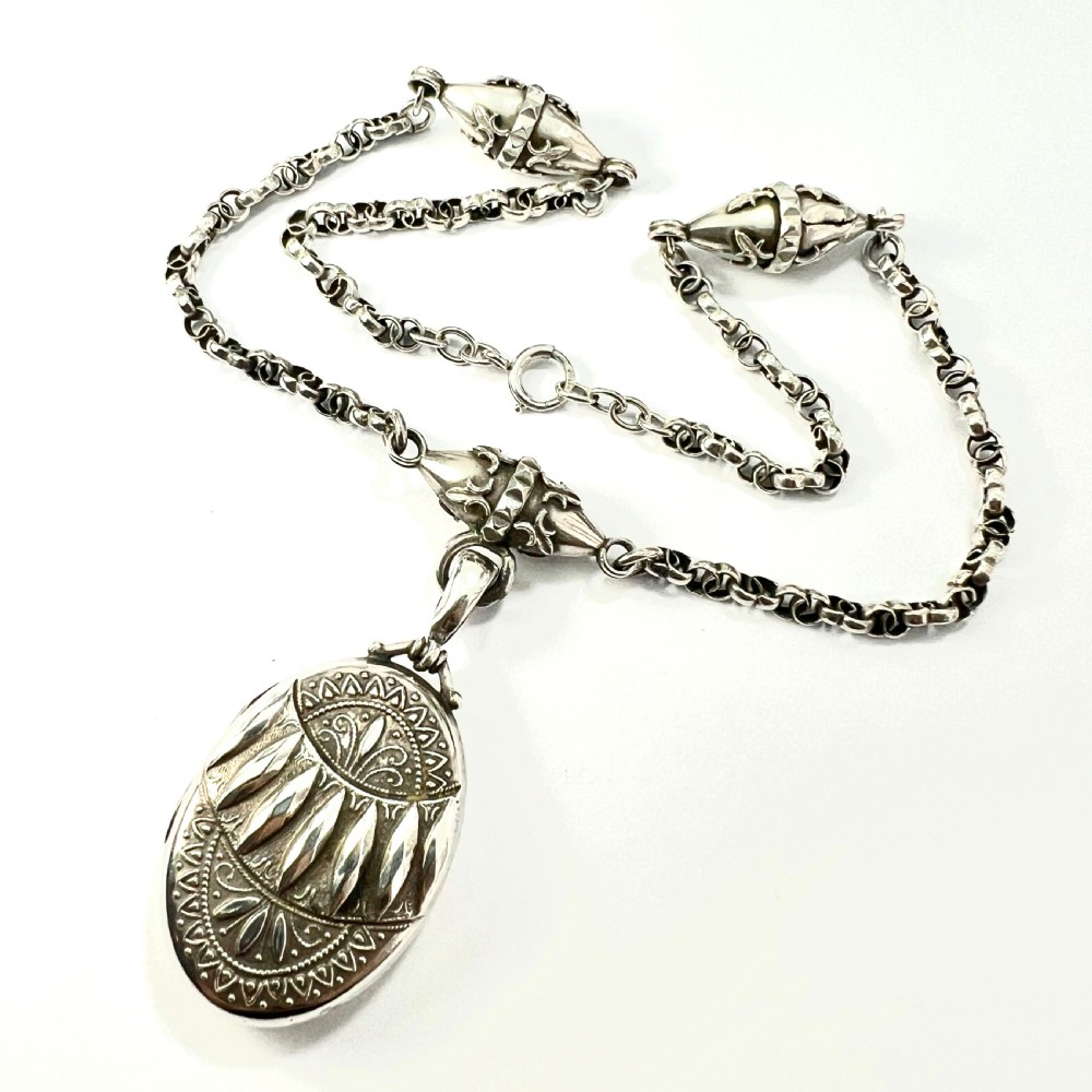 Rare Edwardian Silver Photograph Locket Pendant Necklace