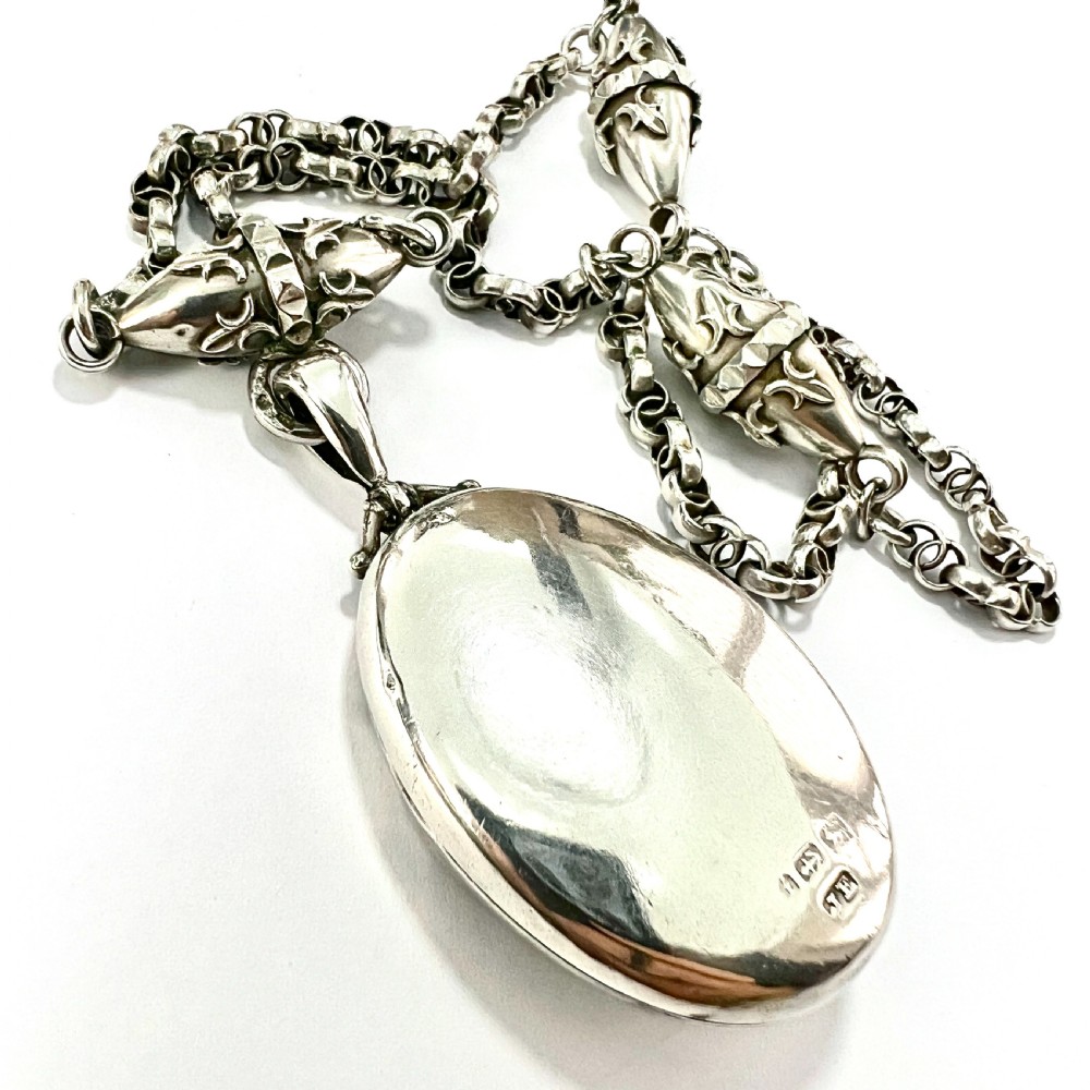 Rare Edwardian Silver Photograph Locket Pendant Necklace View III