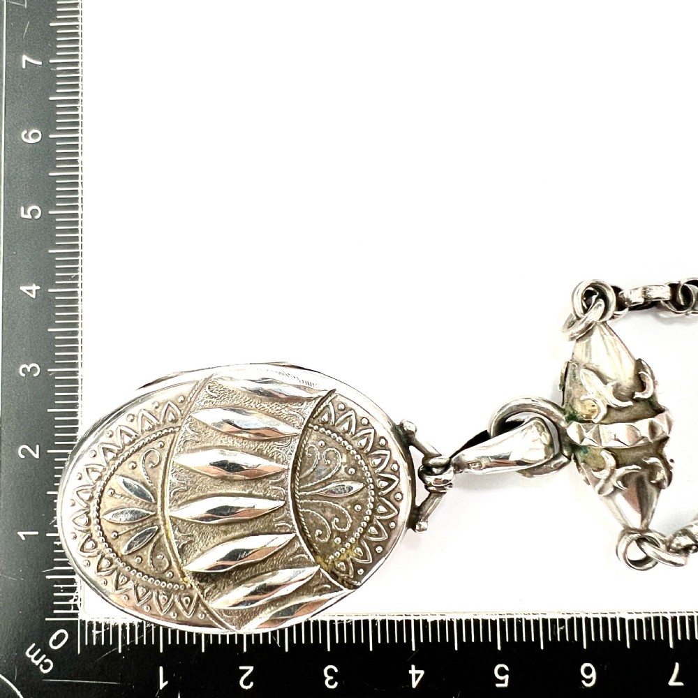 Rare Edwardian Silver Photograph Locket Pendant Necklace View VI