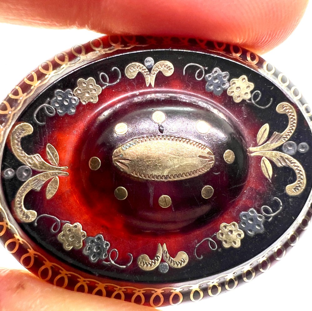 Victorian Pique Work Brooch in Gold and Silver View V