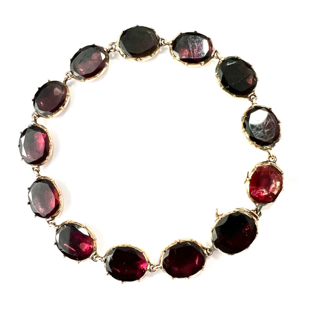 Georgian Flat Cut Garnet 9CT Gold Bracelet
