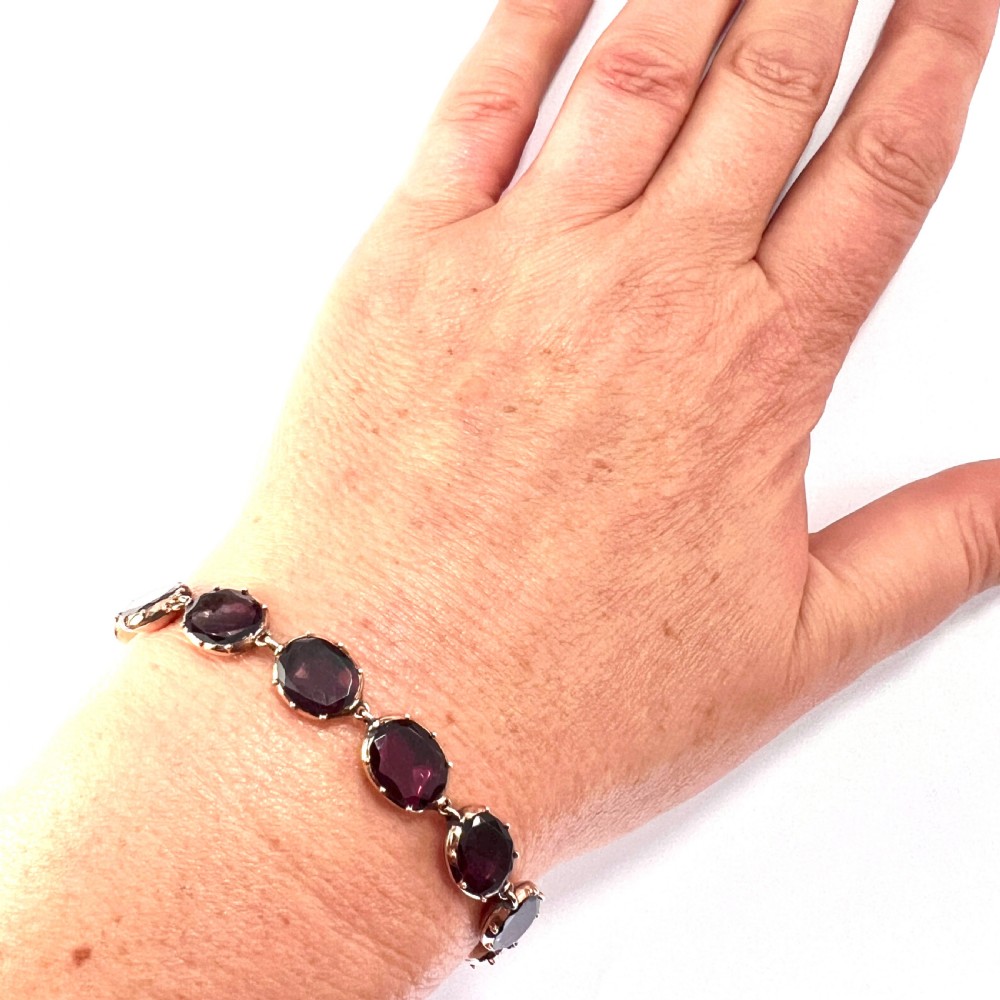 Georgian Flat Cut Garnet 9CT Gold Bracelet View VIII