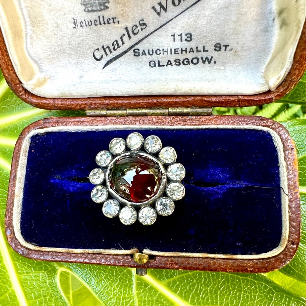 Georgian Silver Garnet Carbuncle Cluster Brooch