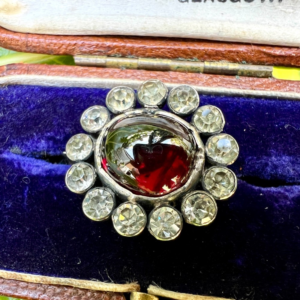 Georgian Silver Garnet Carbuncle Cluster Brooch View II