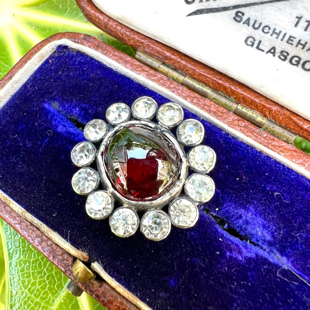 Georgian Silver Garnet Carbuncle Cluster Brooch View III