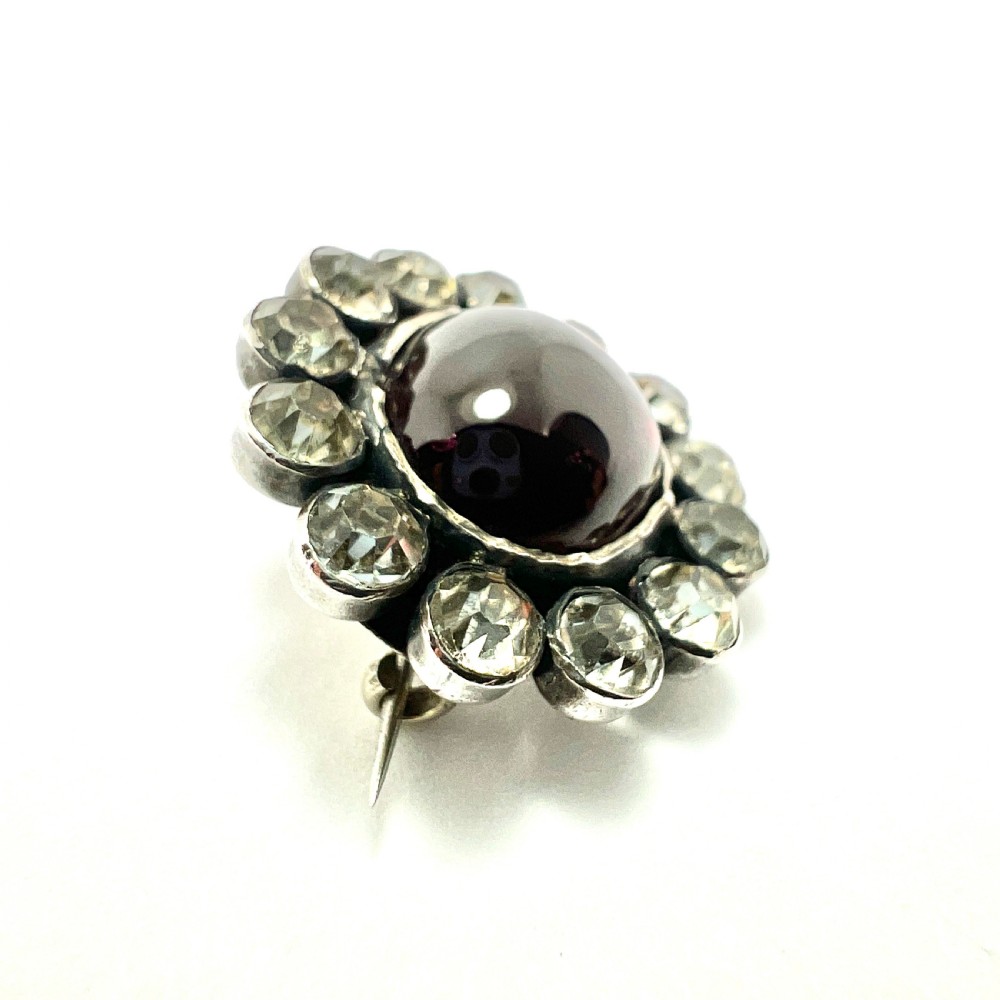Georgian Silver Garnet Carbuncle Cluster Brooch View VI
