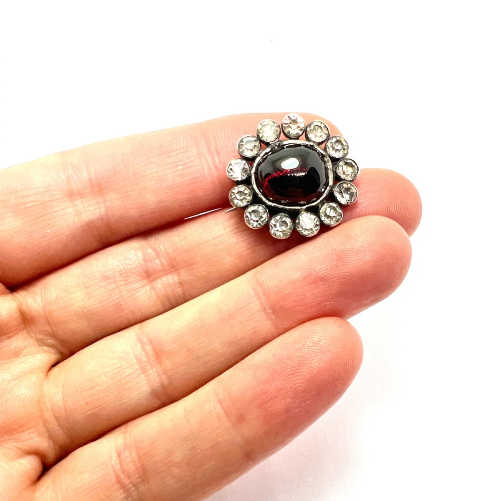 Georgian Silver Garnet Carbuncle Cluster Brooch View VIII