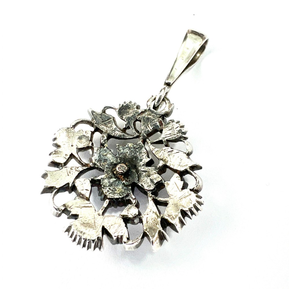 Georgian Secret Bee Silver Black Dot Paste Pendant  View V