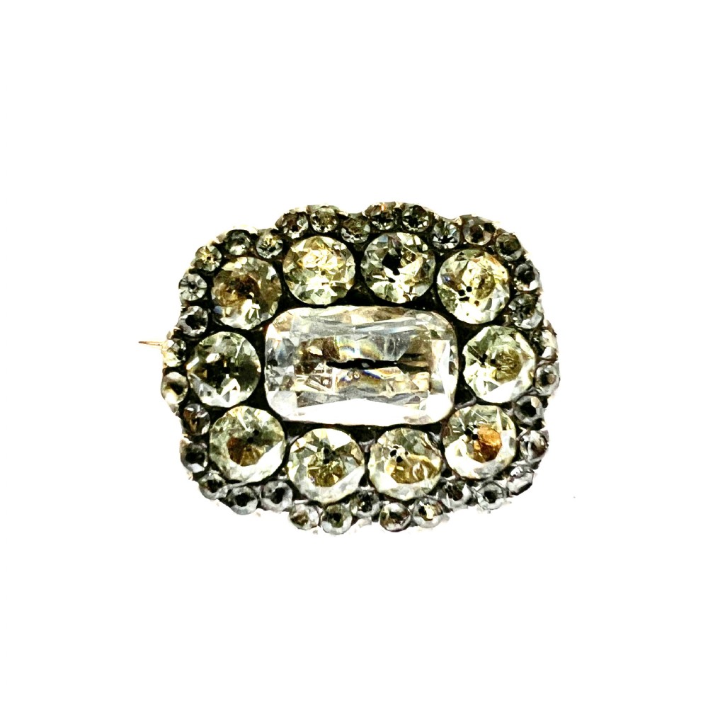 Georgian Silver Black Dot Paste Cluster Brooch View II