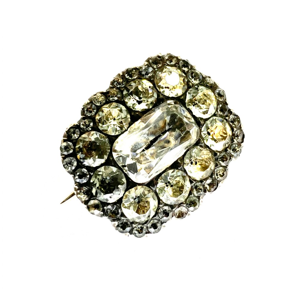Georgian Silver Black Dot Paste Cluster Brooch View III