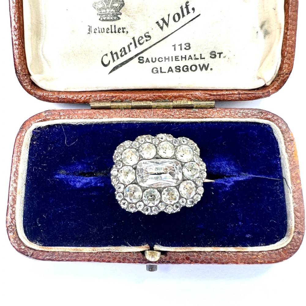 Georgian Silver Black Dot Paste Cluster Brooch View V