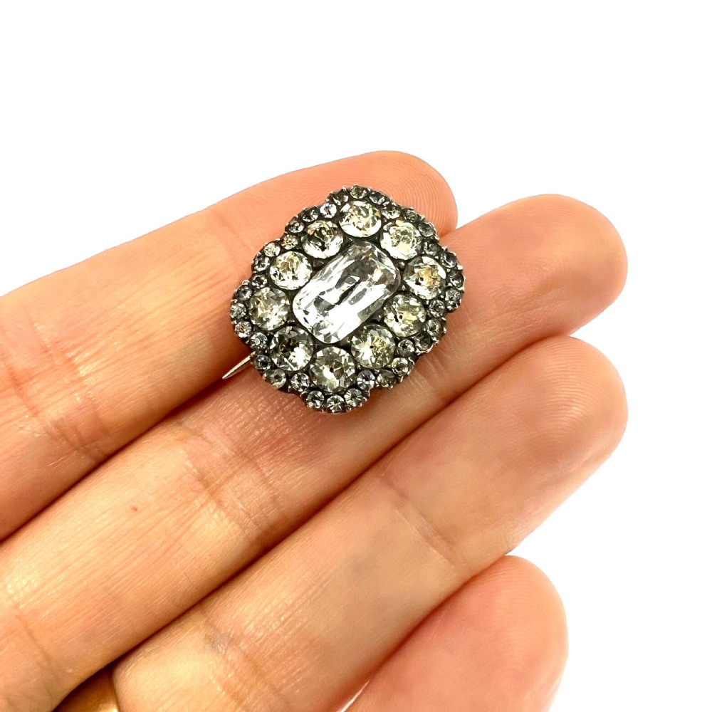 Georgian Silver Black Dot Paste Cluster Brooch View VIII
