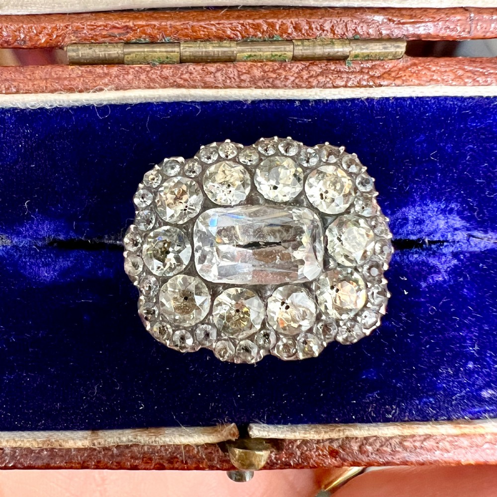 Georgian Silver Black Dot Paste Cluster Brooch View IX