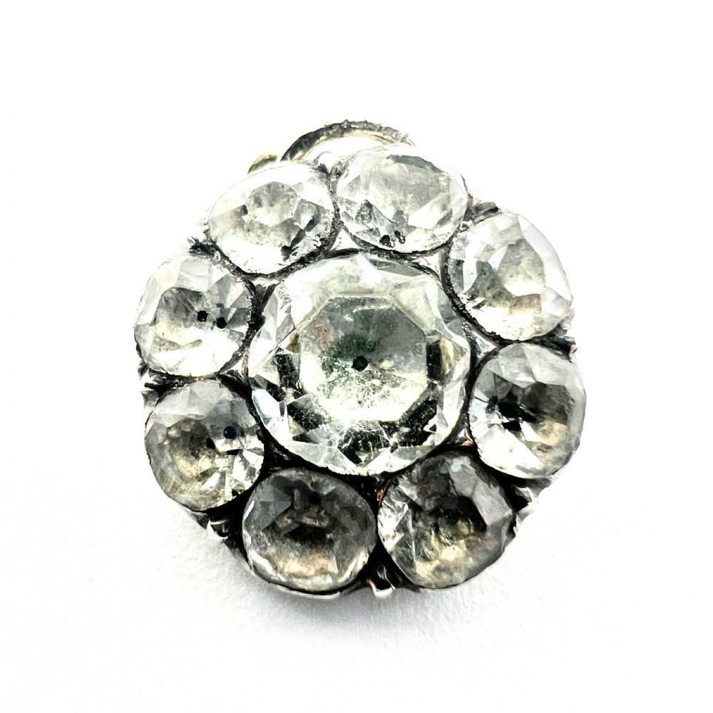 Georgian Silver Black Dot Cushion Cut Paste Pendant