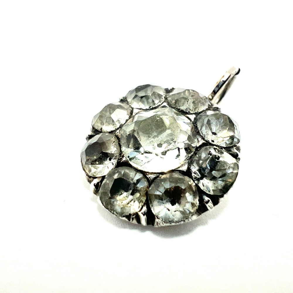 Georgian Silver Black Dot Cushion Cut Paste Pendant View III