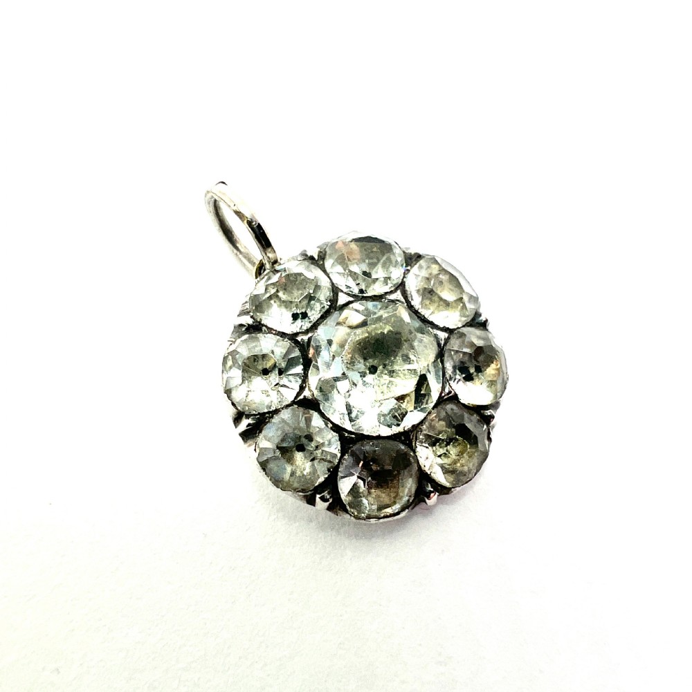 Georgian Silver Black Dot Cushion Cut Paste Pendant View IV