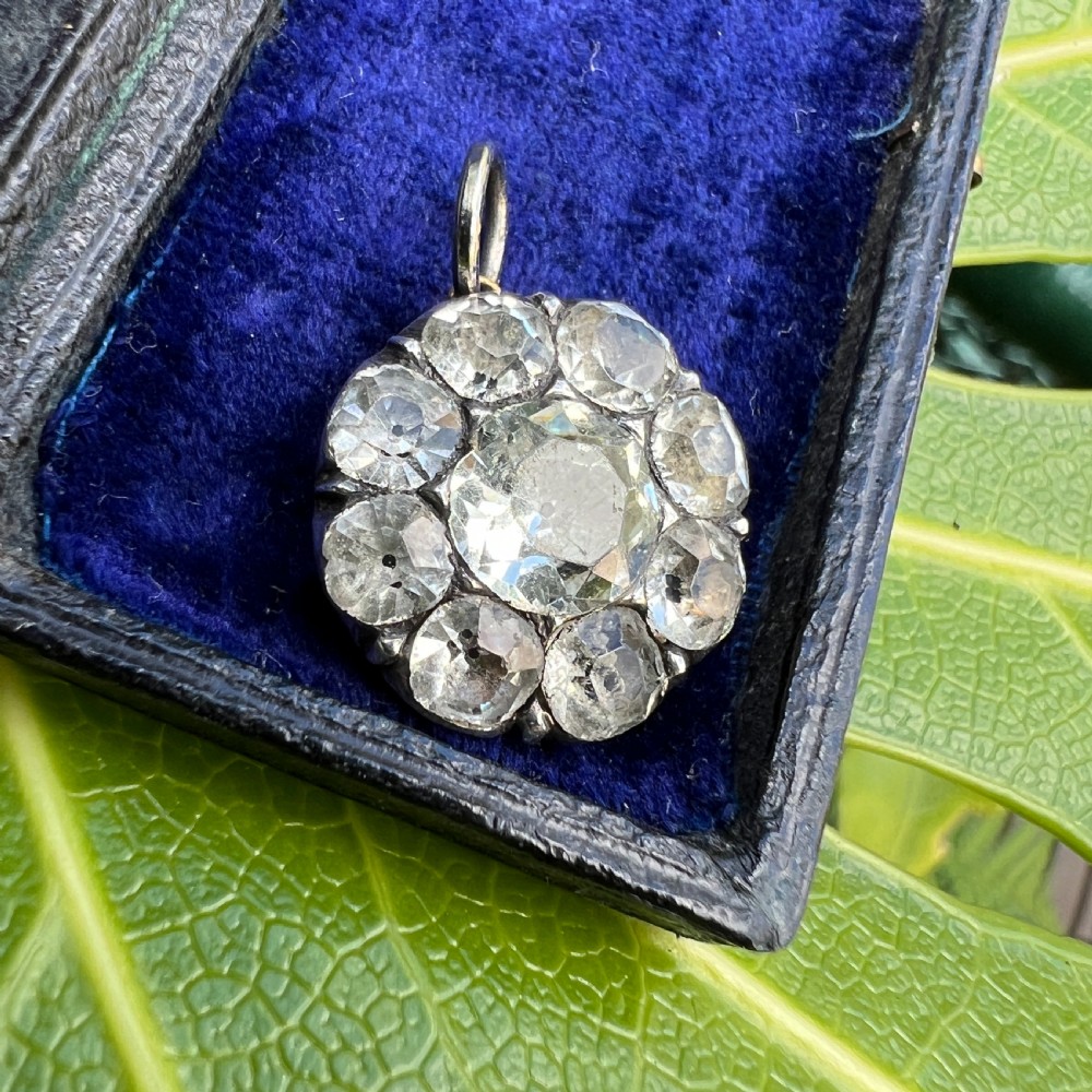 Georgian Silver Black Dot Cushion Cut Paste Pendant View IX