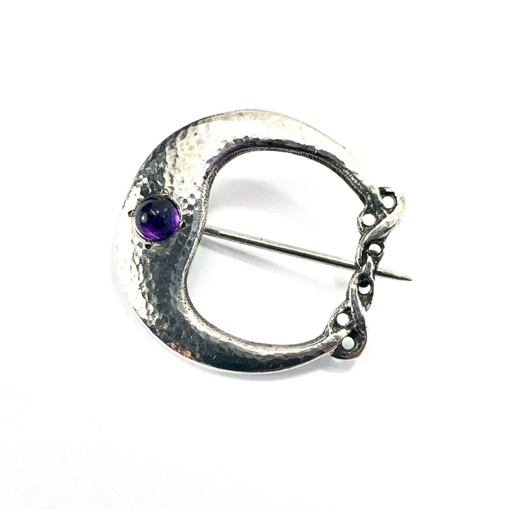 RESERVED for X • Antique Archibald Knox for Liberty Art Nouveau Amethyst Brooch  View II