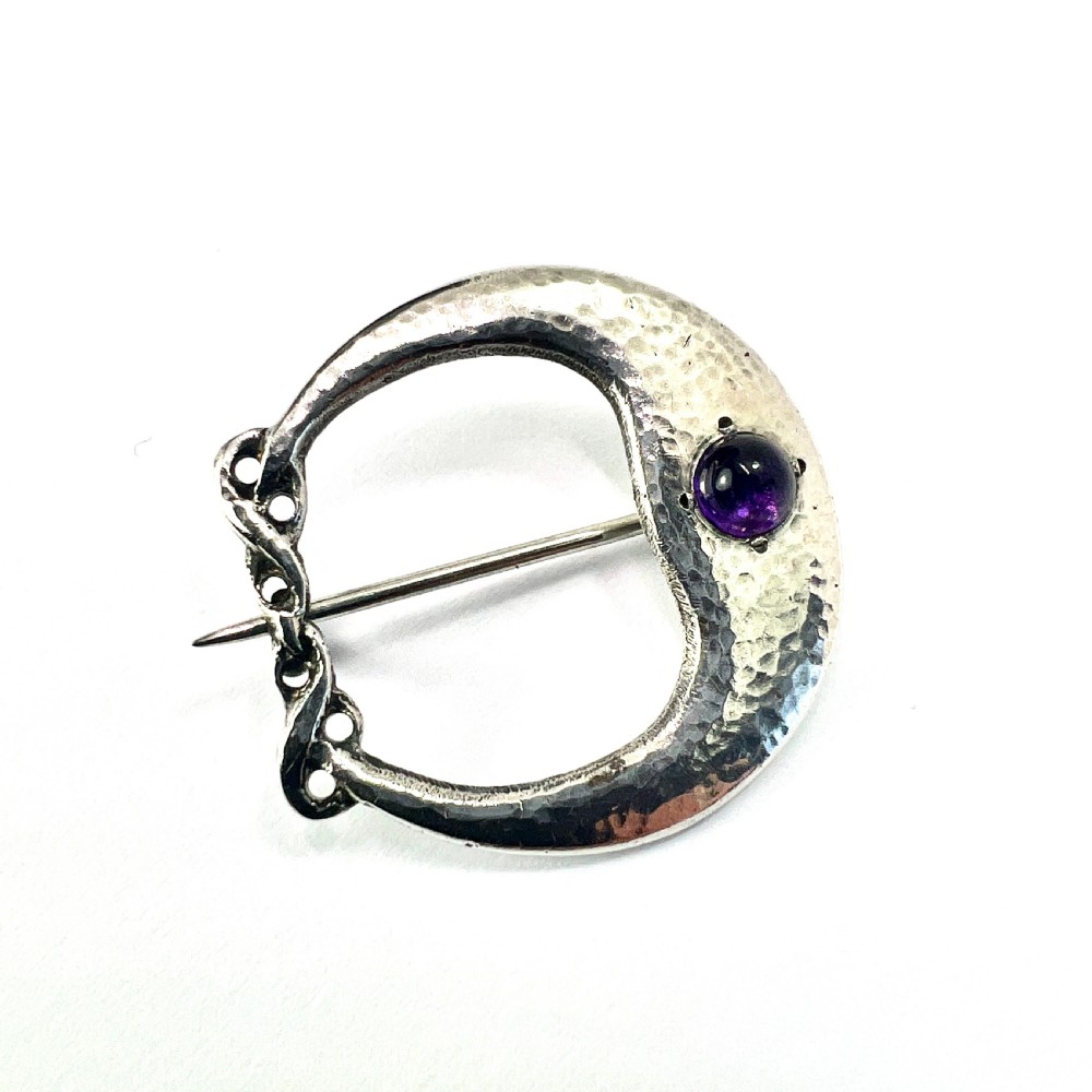 RESERVED for X • Antique Archibald Knox for Liberty Art Nouveau Amethyst Brooch  View III