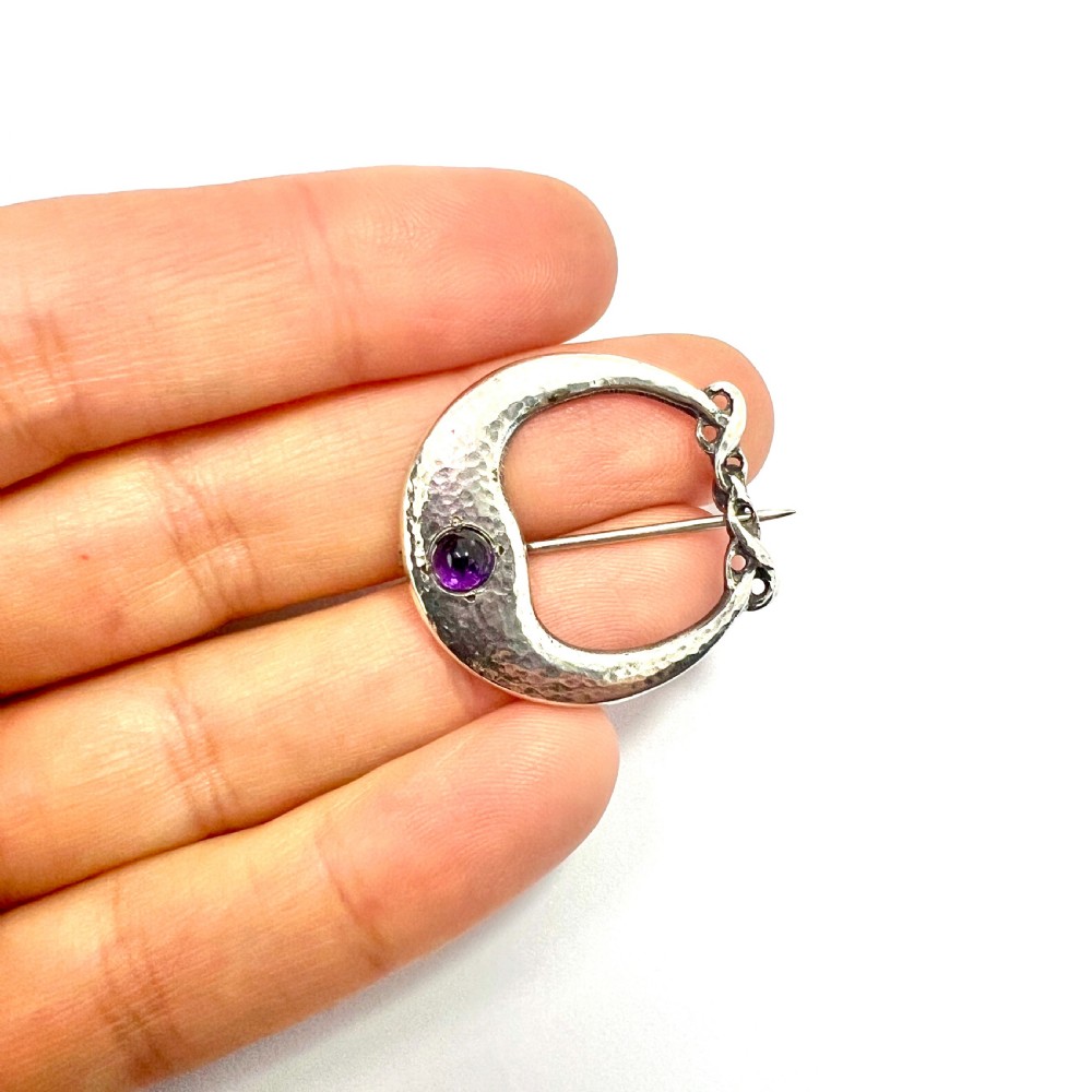 RESERVED for X • Antique Archibald Knox for Liberty Art Nouveau Amethyst Brooch  View VI