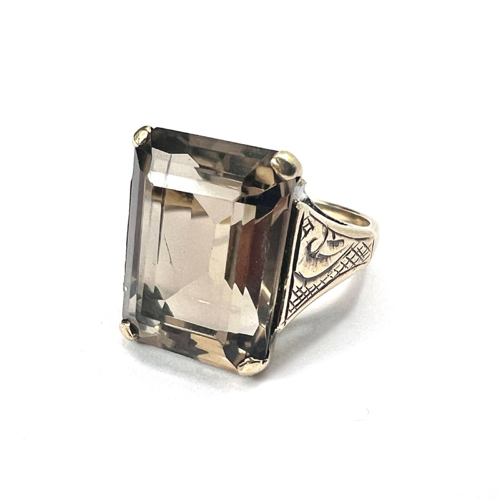 Victorian 9CT Gold Smoky Quartz Cocktail Ring