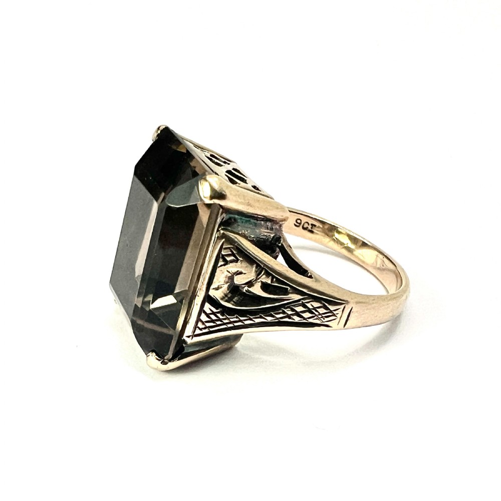 Victorian 9CT Gold Smoky Quartz Cocktail Ring View II