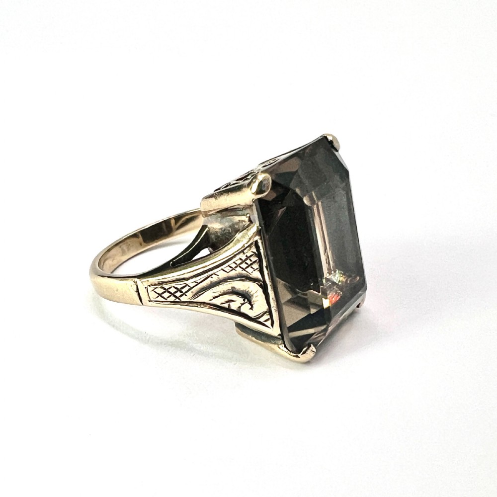 Victorian 9CT Gold Smoky Quartz Cocktail Ring View III