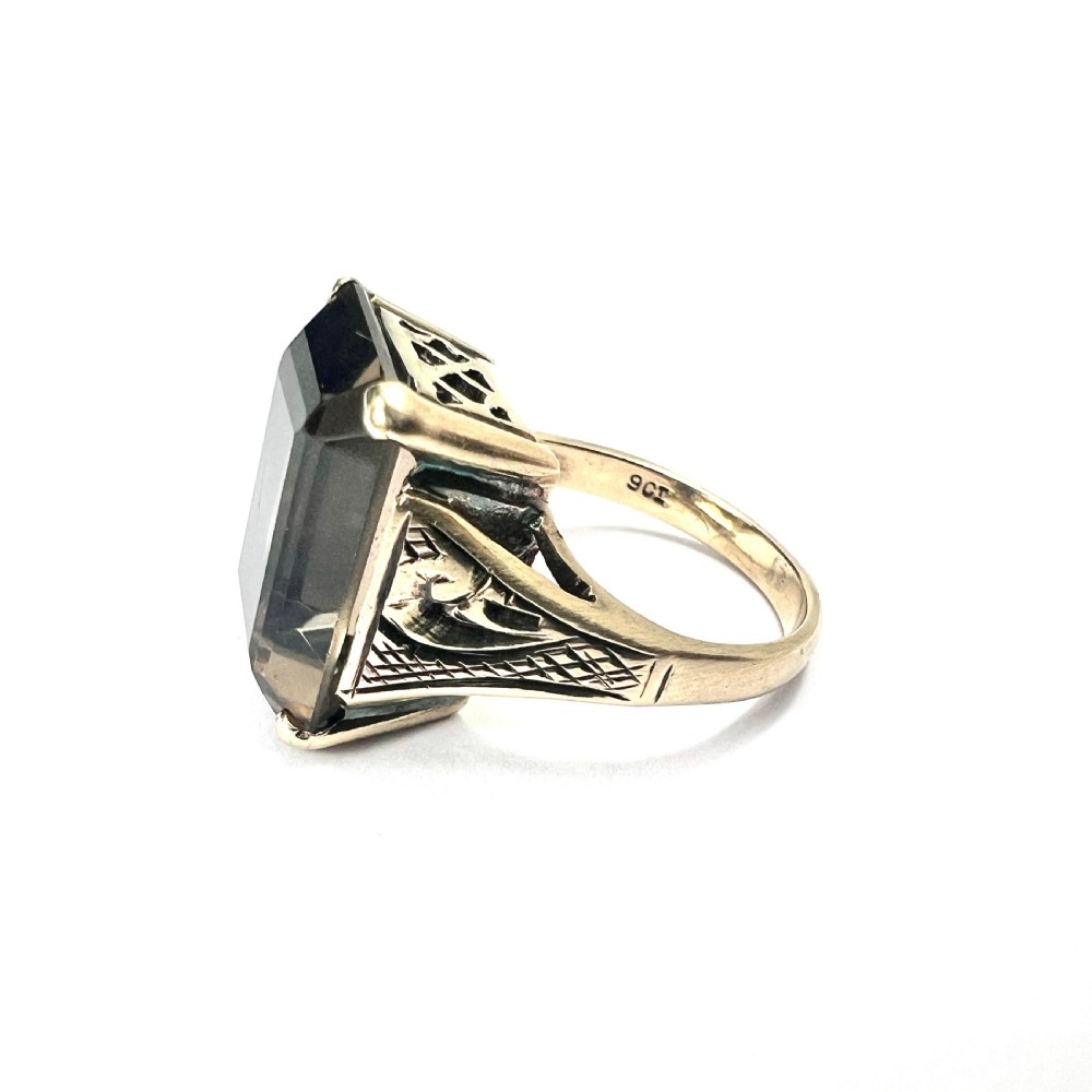 Victorian 9CT Gold Smoky Quartz Cocktail Ring View IV