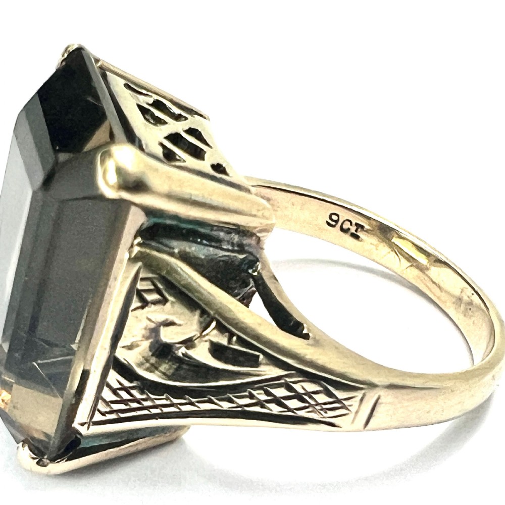 Victorian 9CT Gold Smoky Quartz Cocktail Ring View V