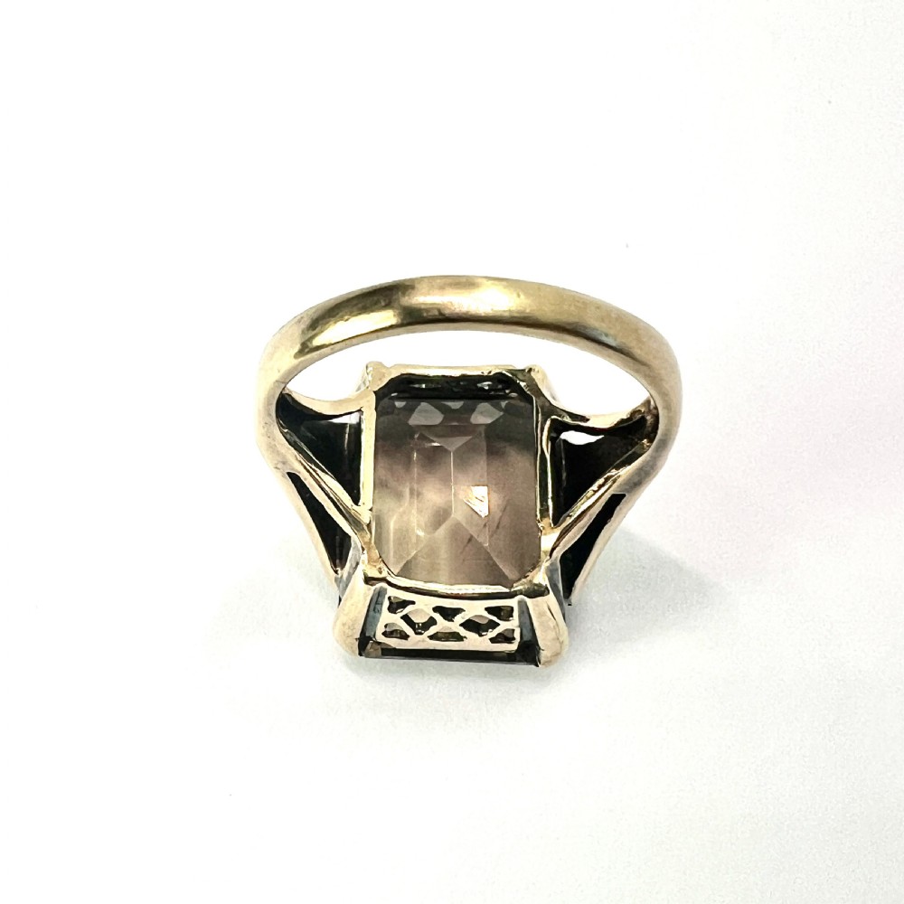 Victorian 9CT Gold Smoky Quartz Cocktail Ring View VI