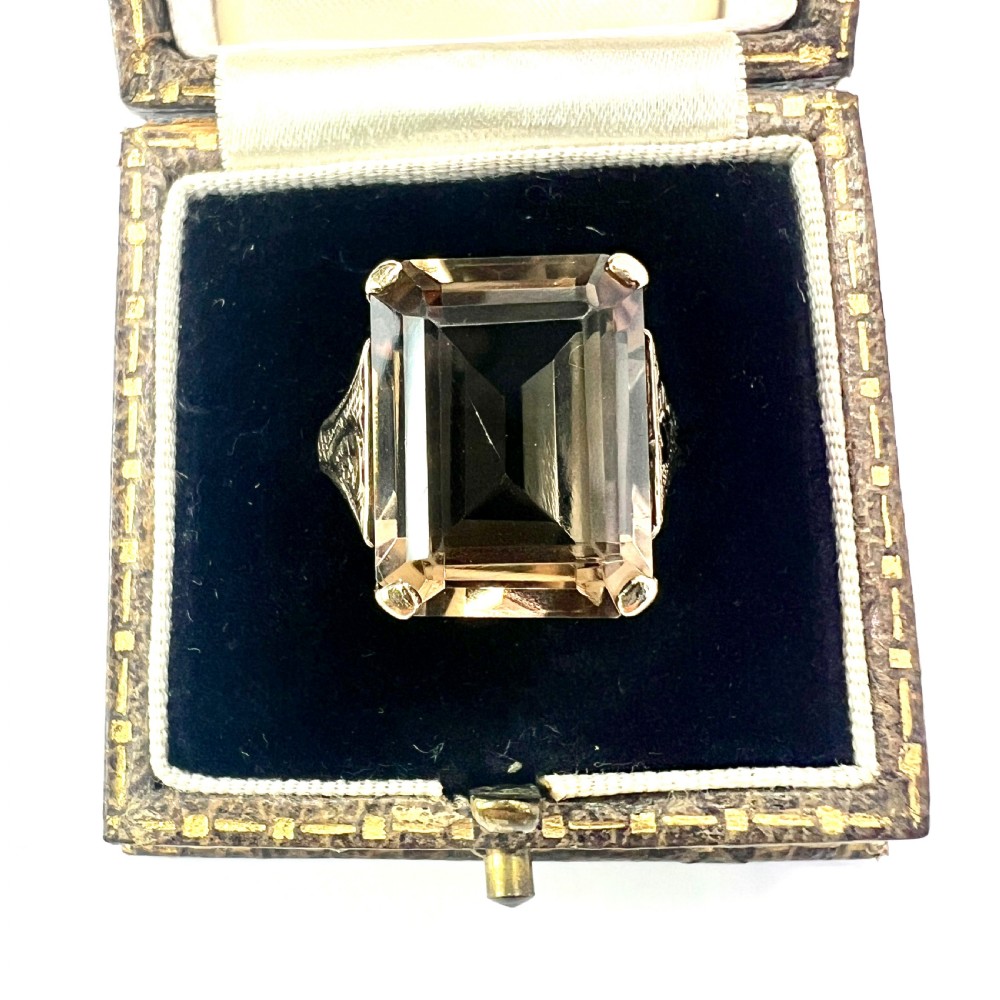 Victorian 9CT Gold Smoky Quartz Cocktail Ring View VIII