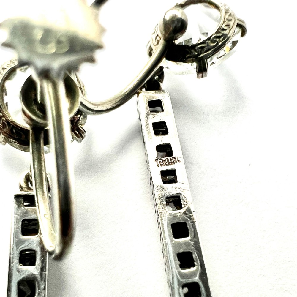 Art Deco Silver Paste Drop Screwback Earrings View IV