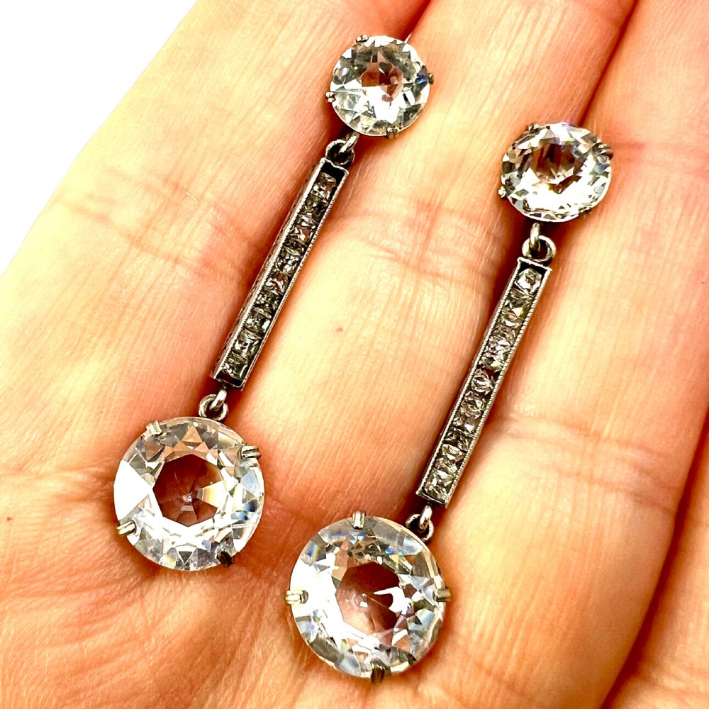 Art Deco Silver Paste Drop Screwback Earrings View VI